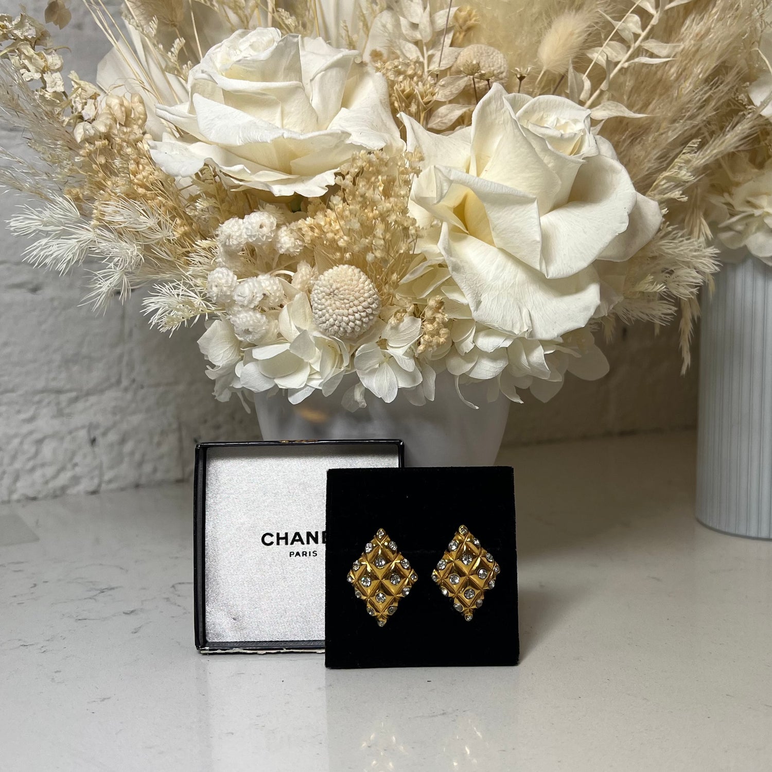 Chanel gold vintage rhinestone earrings