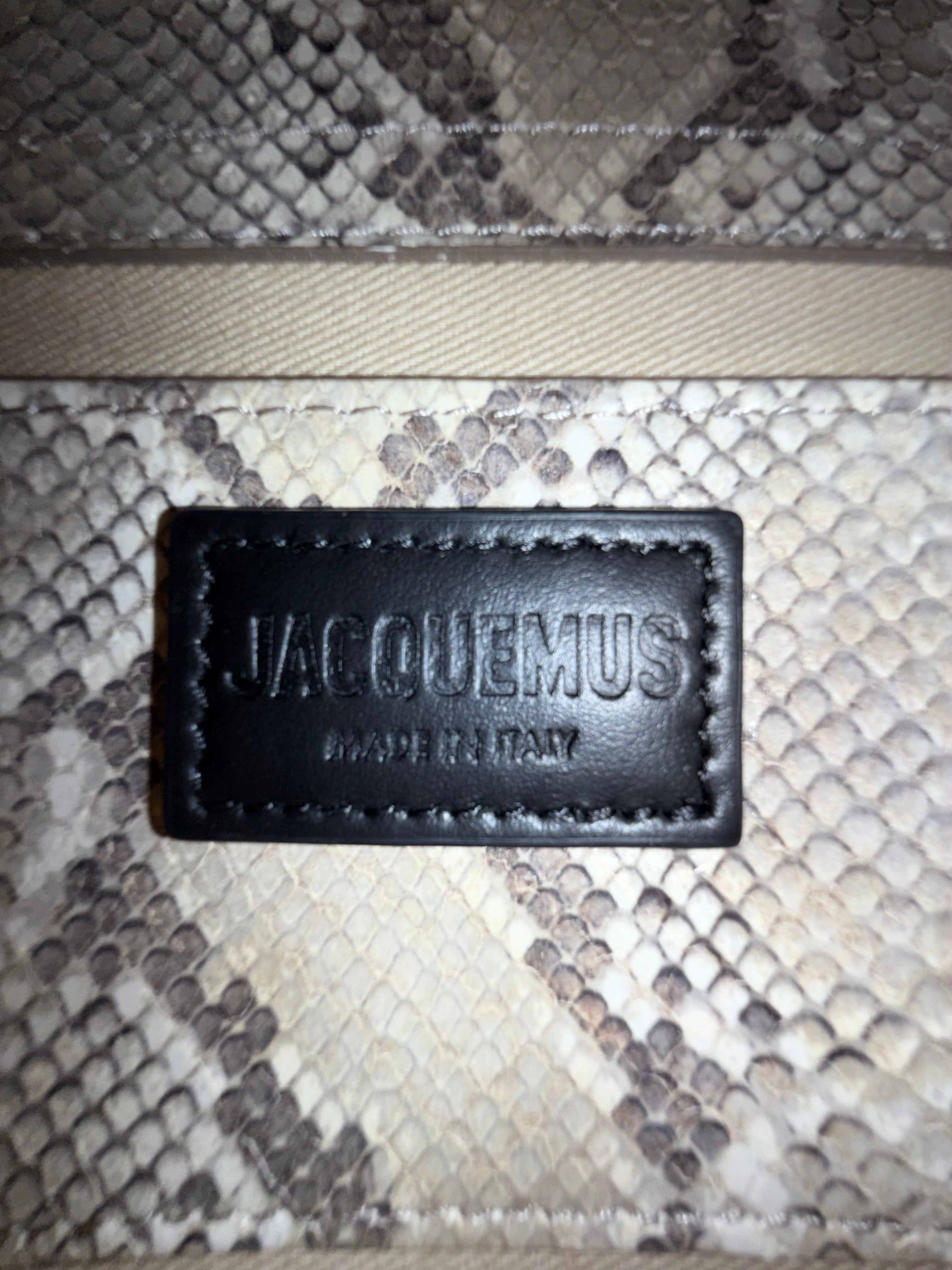 Jacquemus Le Grand Bambino Snake embossed leather ivory two way wear bag like new authentic