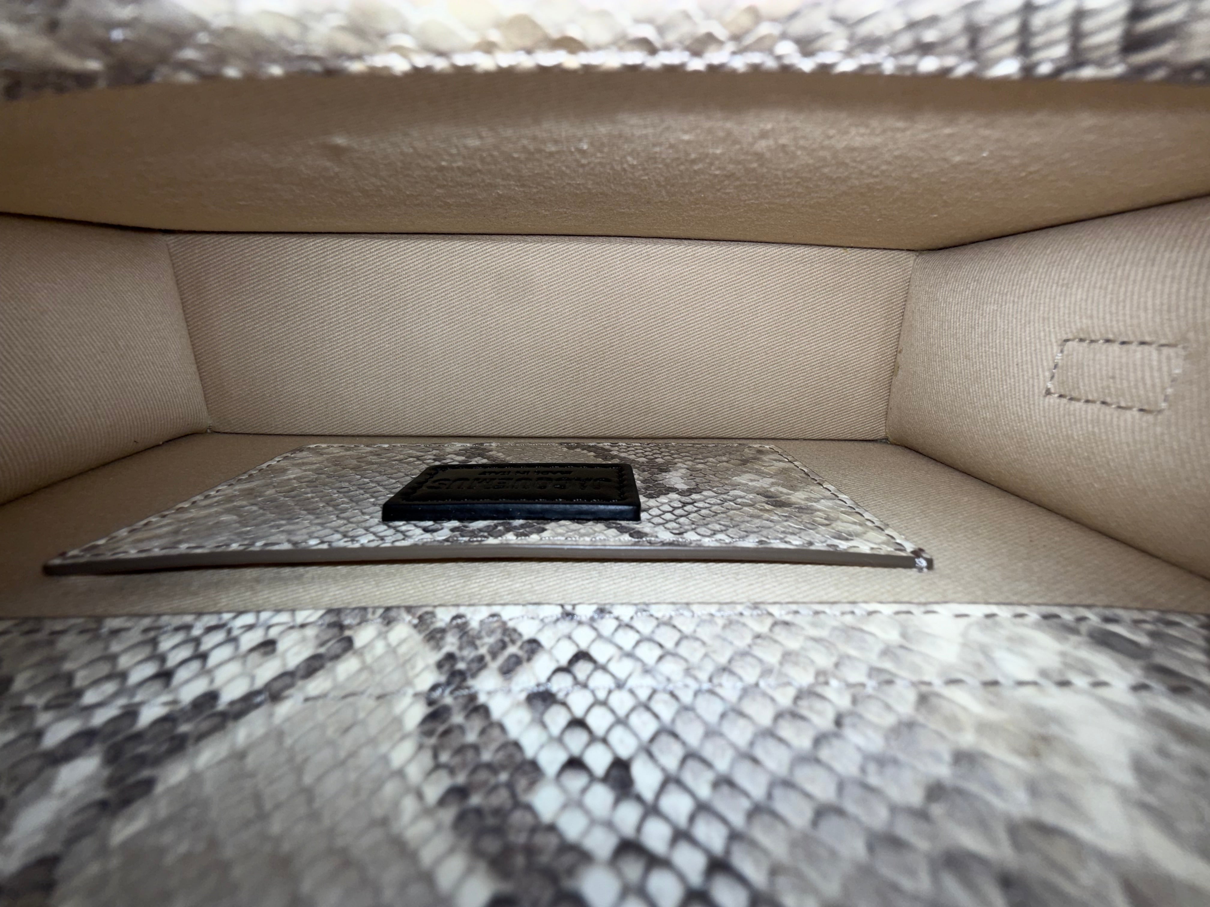 Jacquemus Le Grand Bambino Snake embossed leather ivory two way wear bag like new authentic