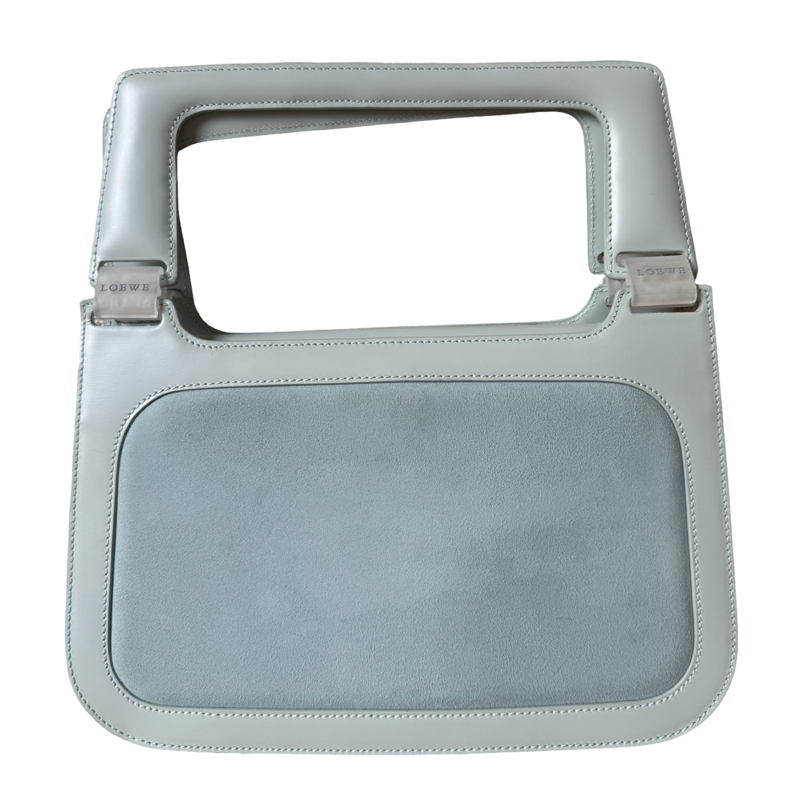 Loewe vintage authentic 90s structured pale blue suede & leather bag handbag