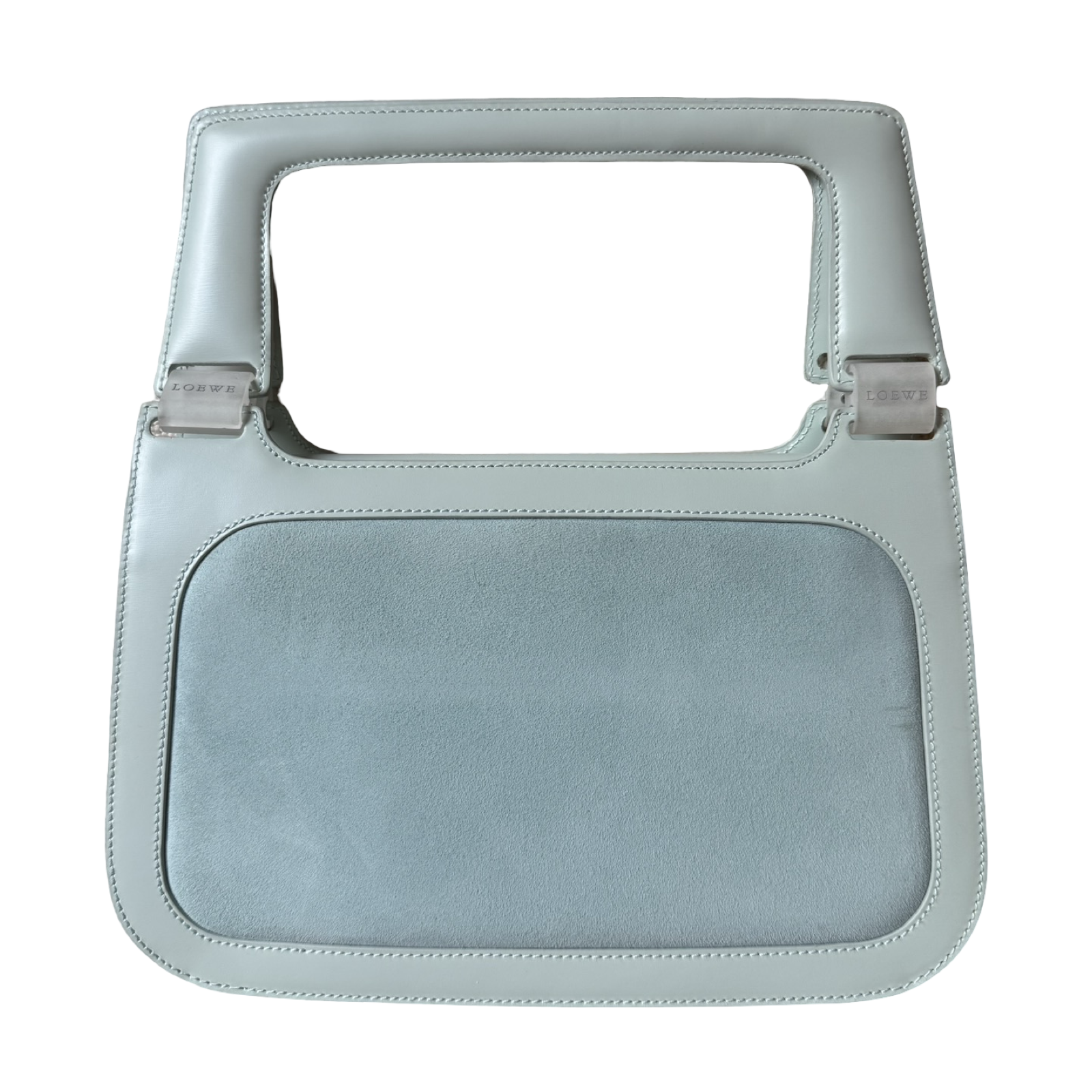Loewe authentic Vintage light Blue leather & suede Structured geometric shape handbag