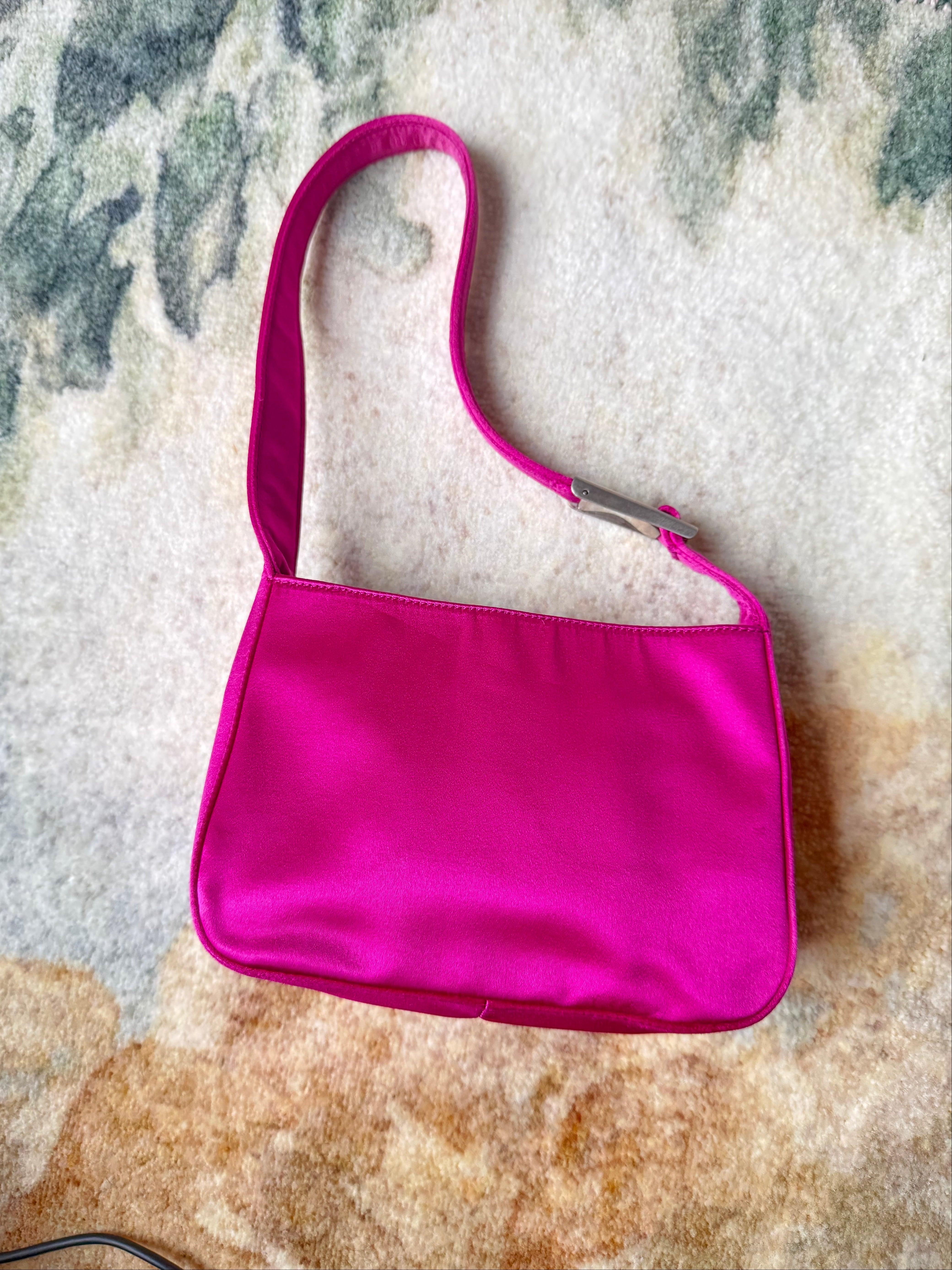 Miu Miu Vintage 90s Satin Mini shoulder bag  Hot Pink authentic duchesse satin