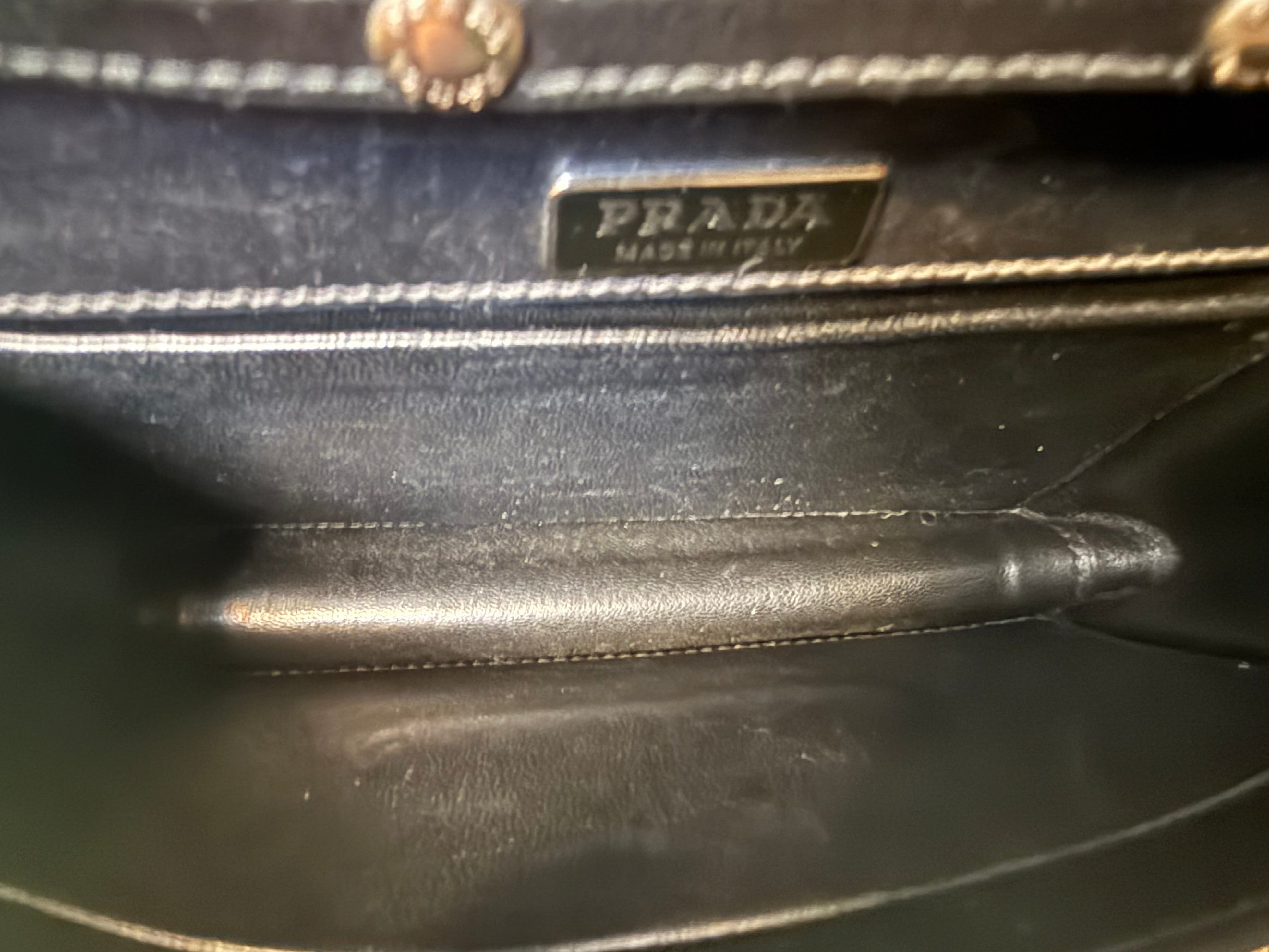 Prada Cahier Bag Astrology Edition black leather silver hardware authentic