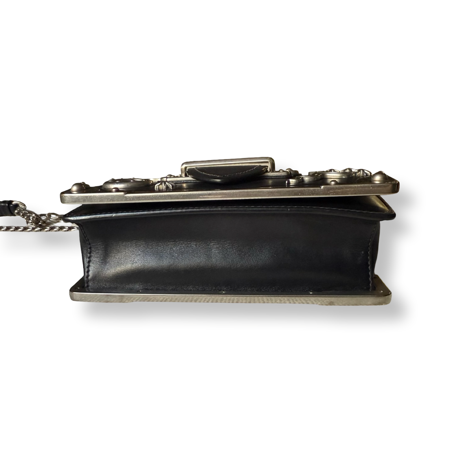 Prada Cahier Bag Astrology Edition black leather silver hardware authentic