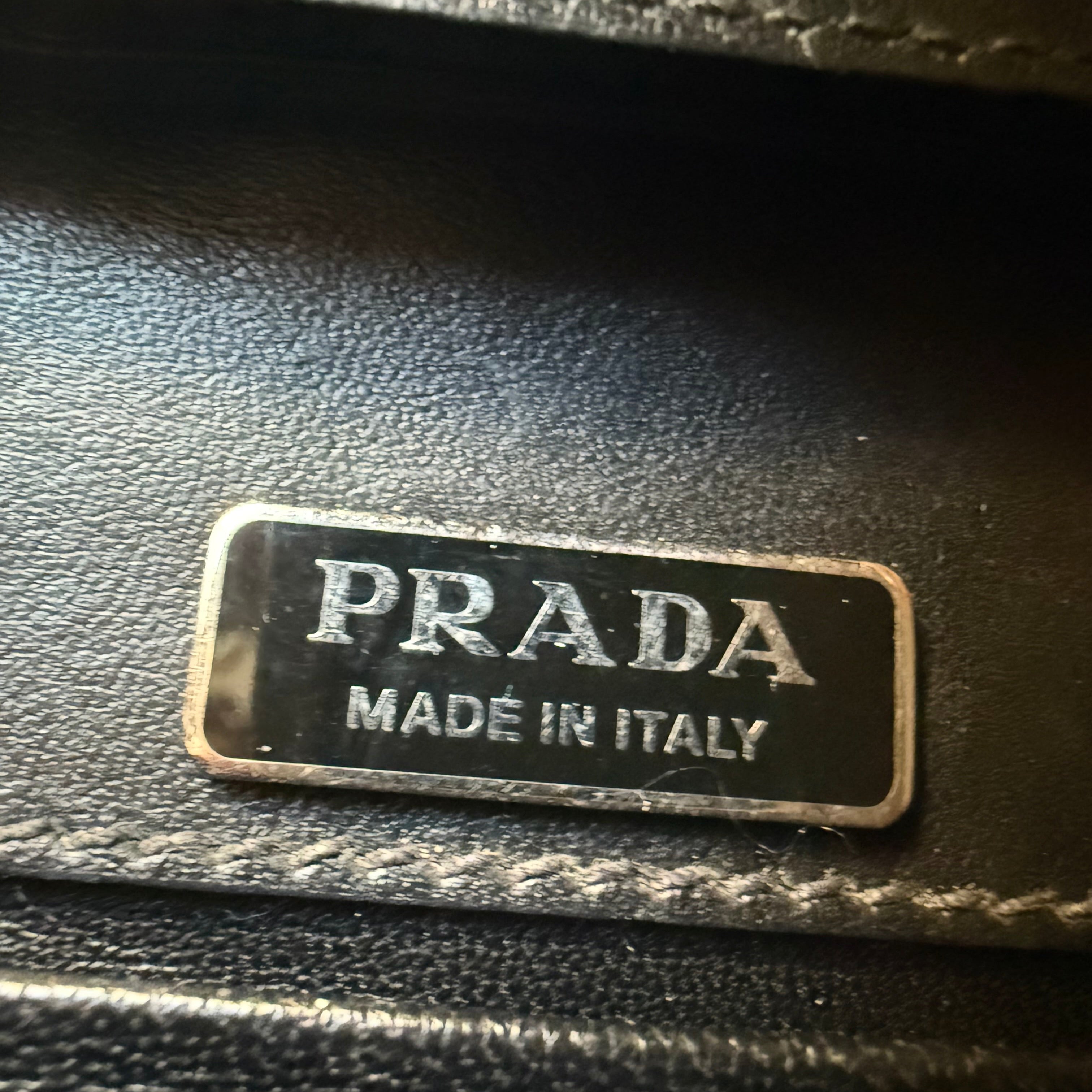 Prada Cahier Bag Astrology Edition black leather silver hardware authentic