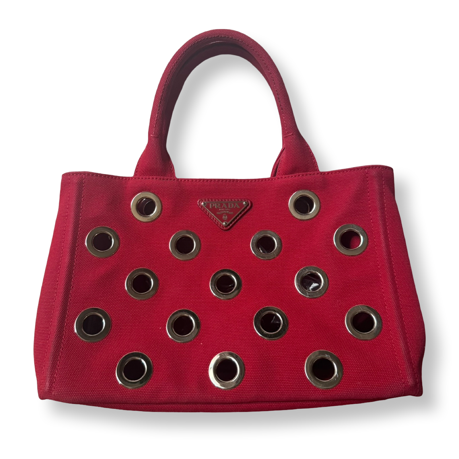 Prada Canapa Grommet Mini Tote
