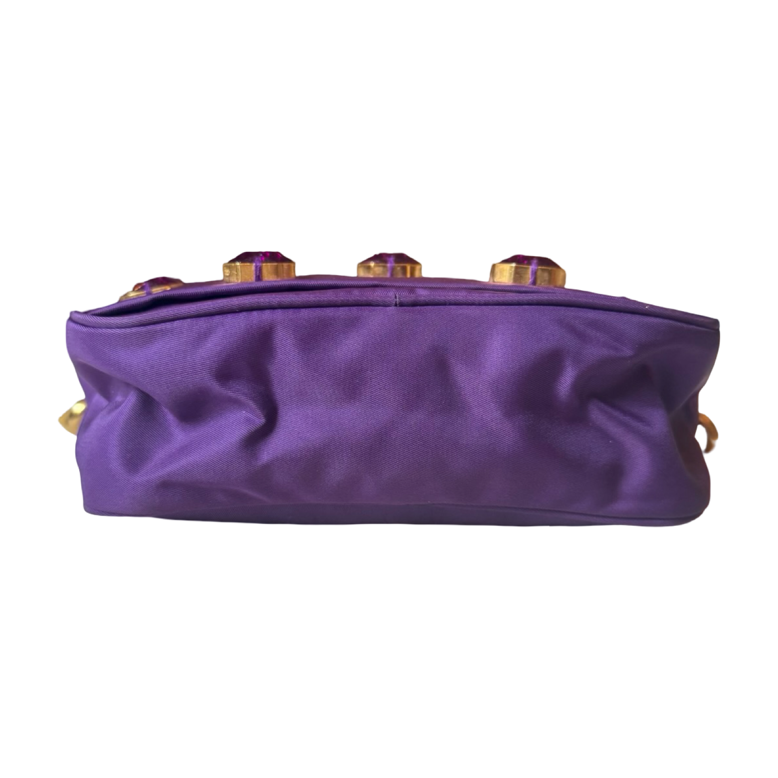 Prada vintage y2k purse royal nylon camera bag jewel tone glass stones gold hardware 