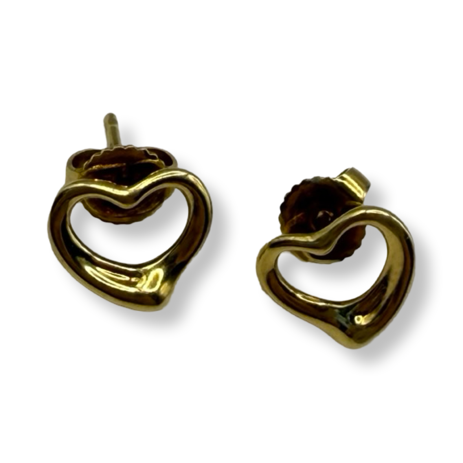 Tiffany&Co  authentic 18k gold Elsa Peretti Open Heart Earrings small studs