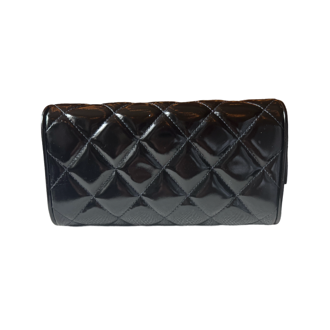 Vintage Chanel Vanity Bag Black Patent Leather 90s