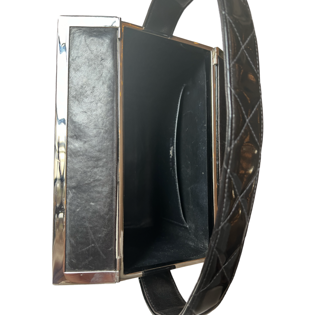 Black Patent Leather CHanel Box Bag Vintage Vanity Case