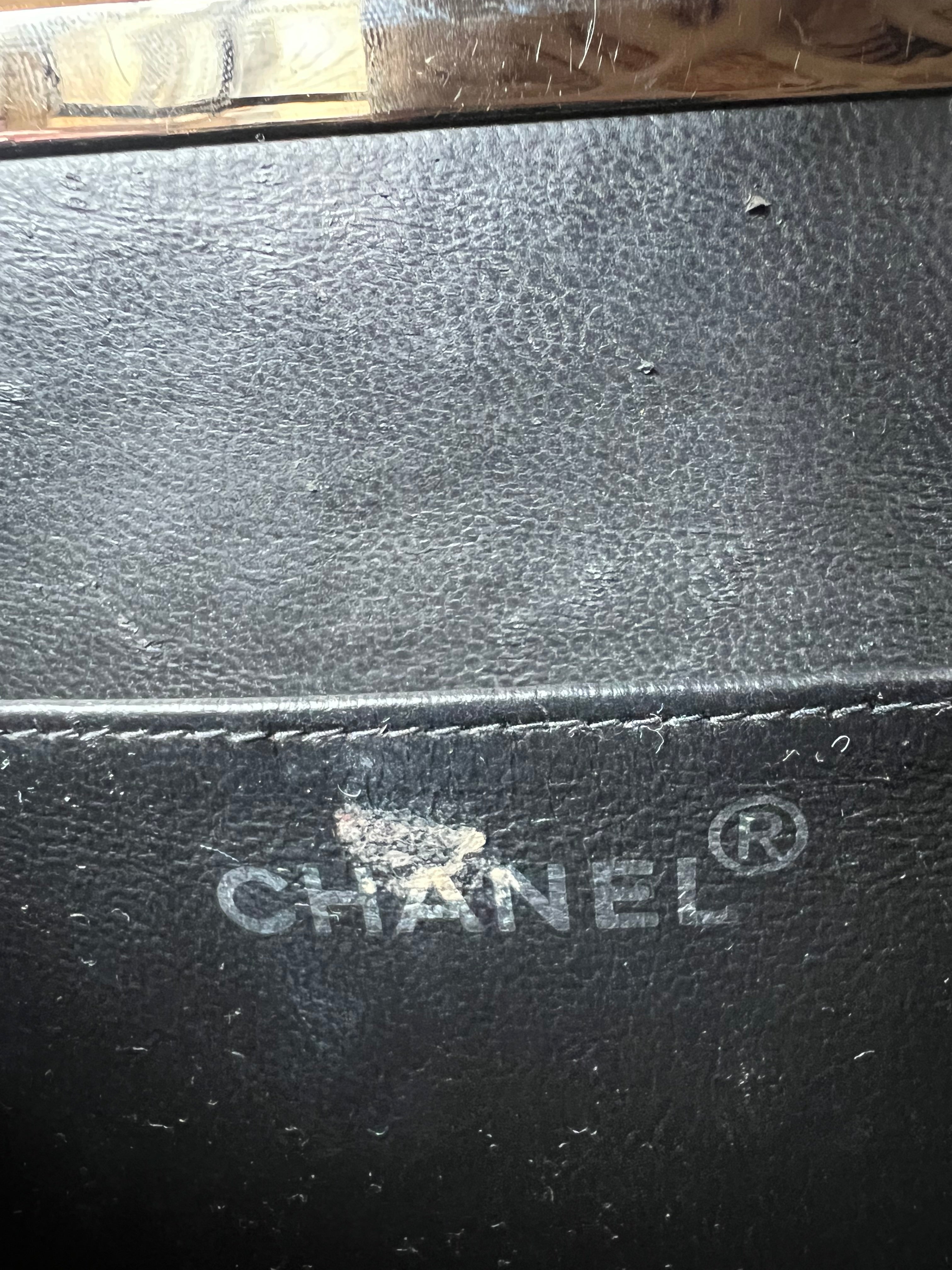 Vintage Chanel Vanity Case Black Patent Leather 96