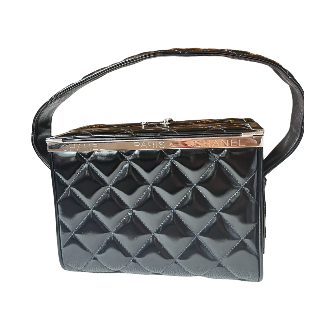vintage chanel vanity case black quilting chanel paris