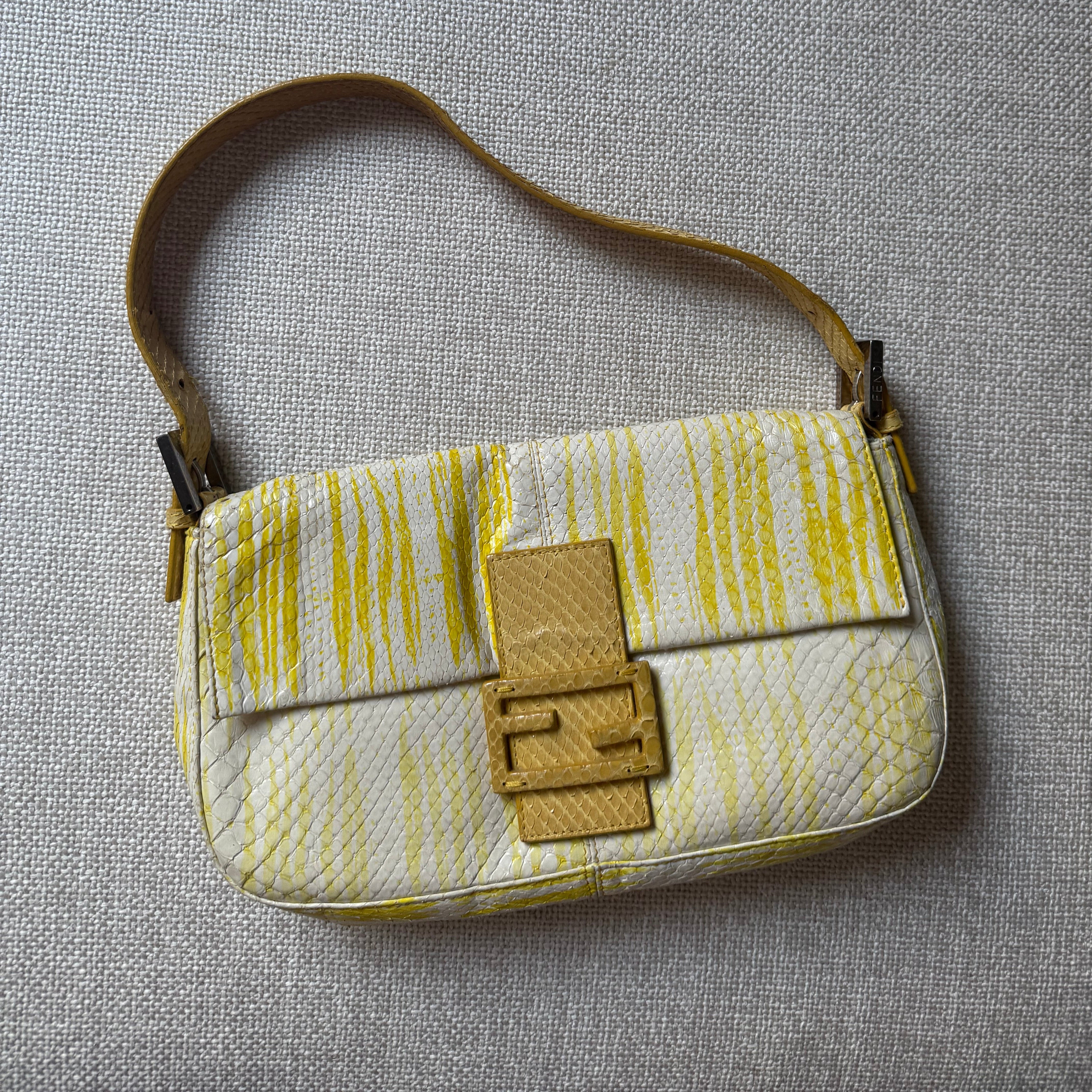 Authentic Fendi Baguette Yellow Striated snakeskin edition 2000s
