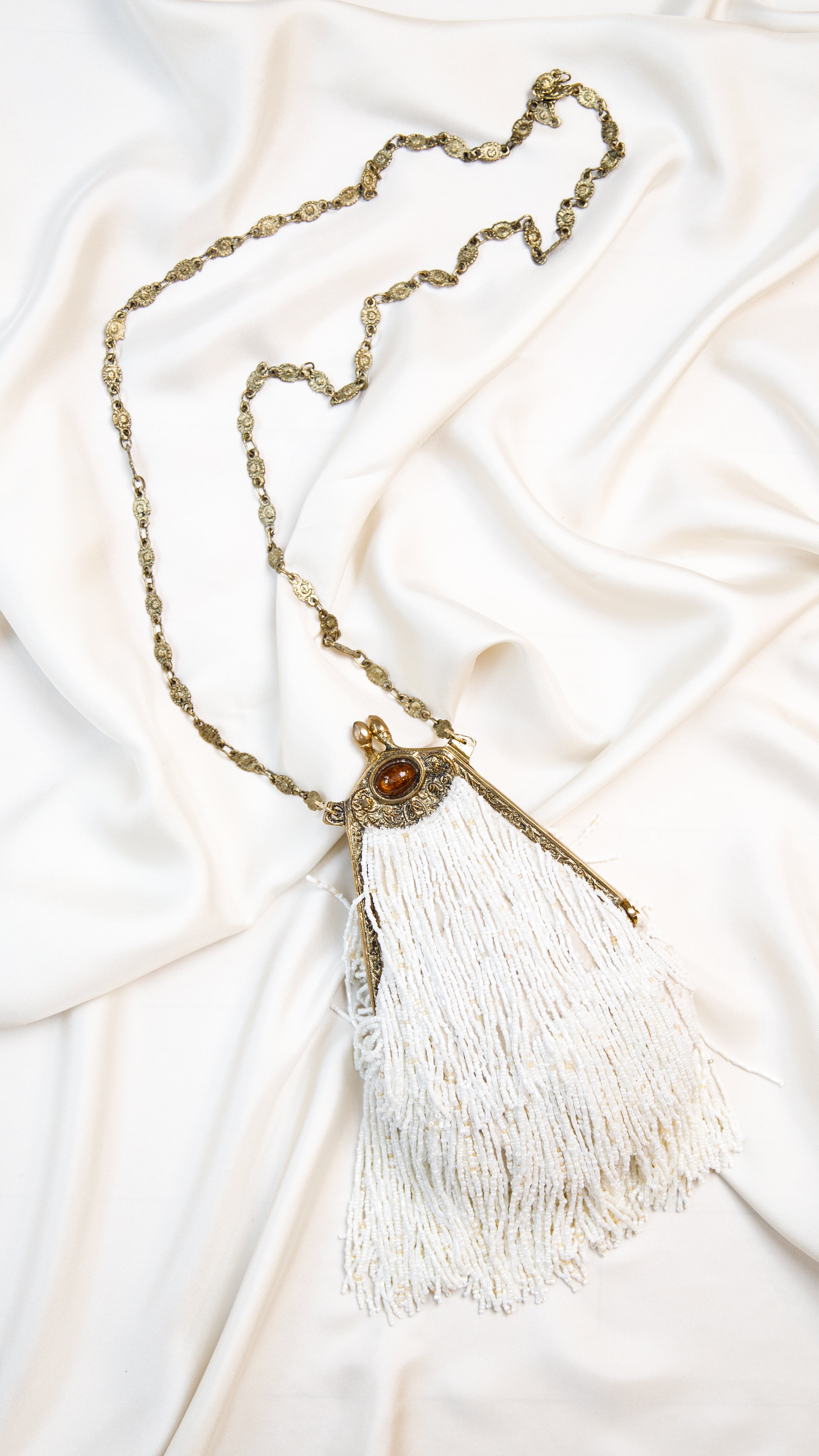 Bridal Hand made vintage inspired one of a kind fully beaded fringe evening bag Island to East Side X the Vintage New Yorker