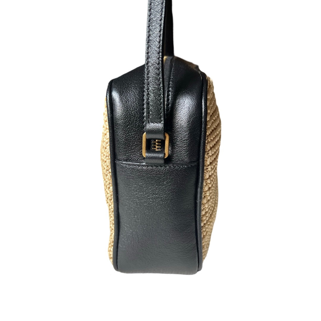 yves saint laurent black leather camera bag