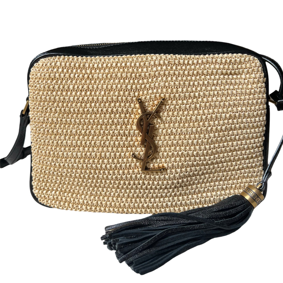 Saint Laurent Straw leather camera bag with tassel