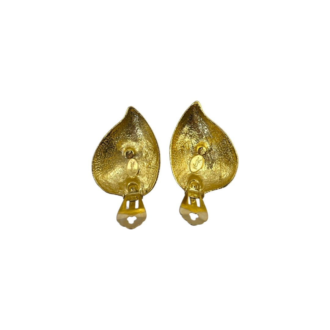 Vintage YSL hammered gold teardrop earrings