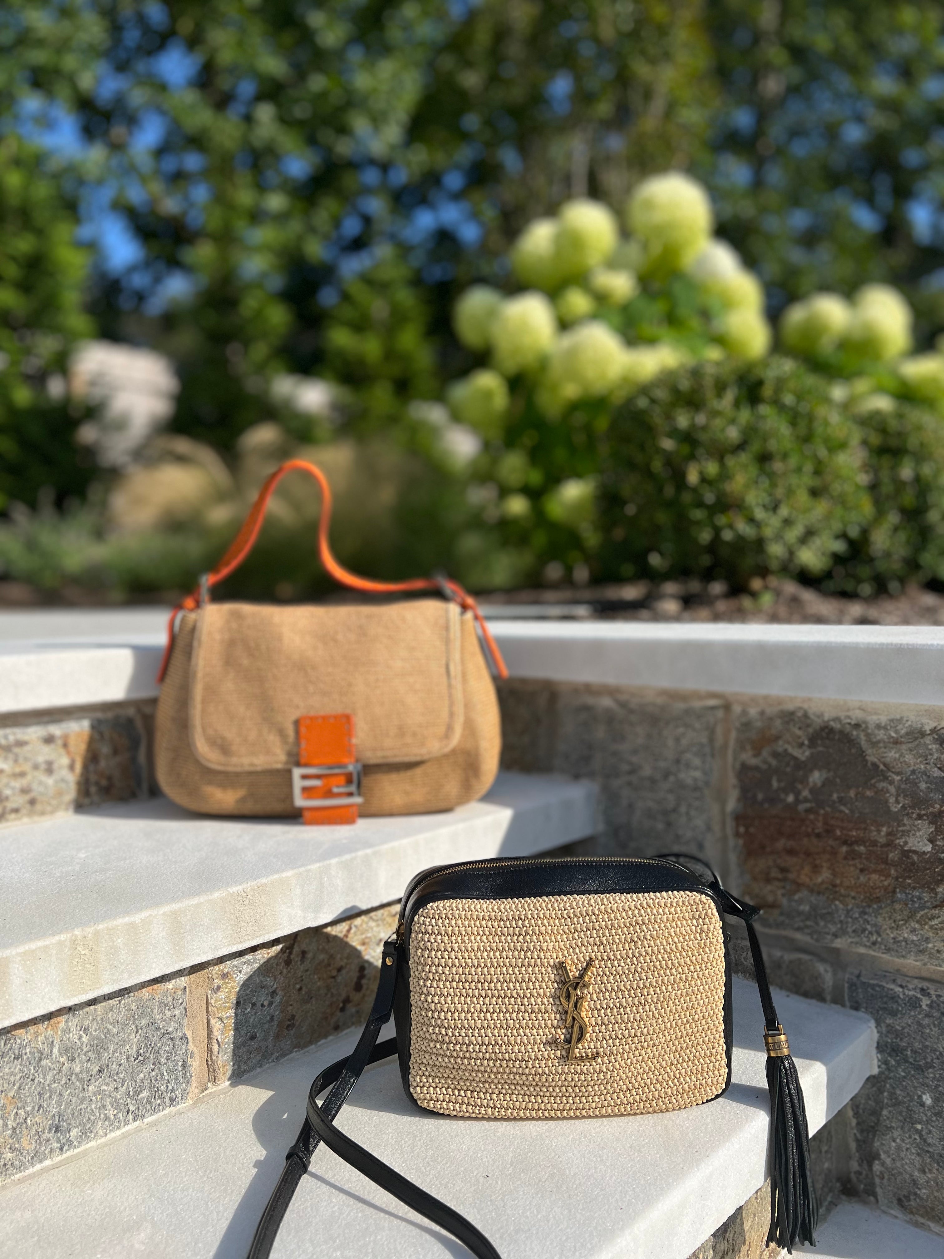 Saint Laurent Woven Raffia Lou Camera Bag