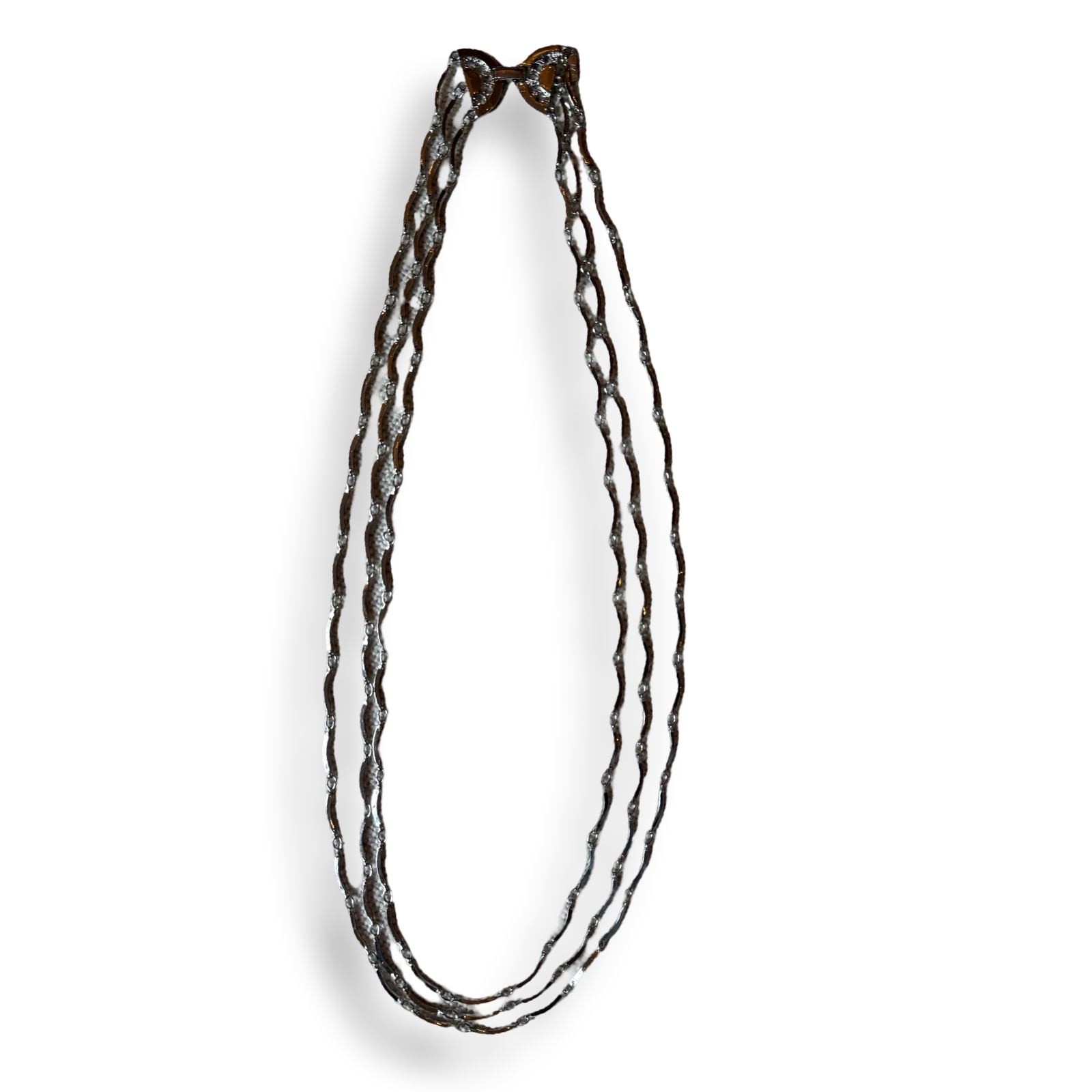 Yves Saint Laurent Vintage Tiered Necklace silver 1980s three chain 