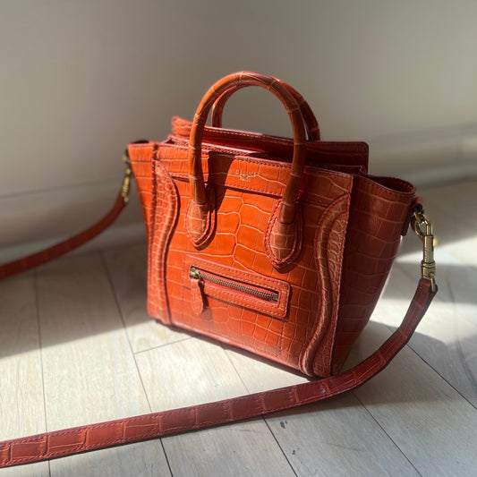 Celine Croc tote Nano Orange