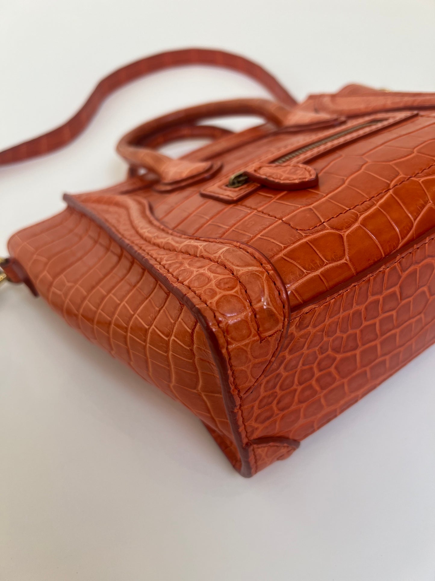 Celine Exotic Luggage Tote Nano Orange