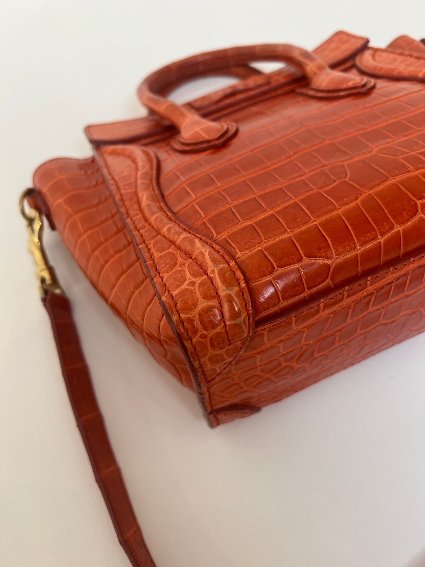 Celine Exotic Luggage Tote Nano Orange