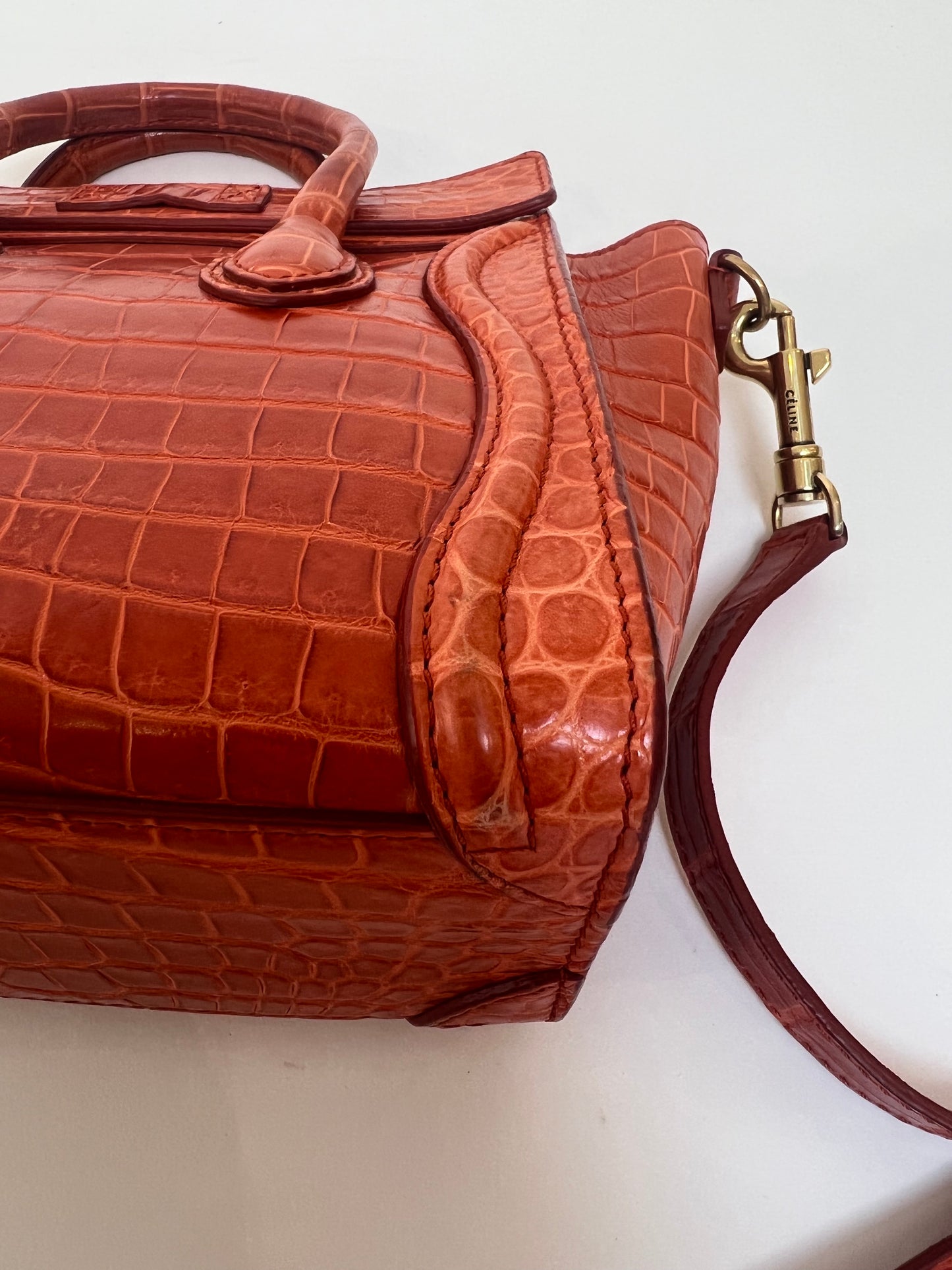 Celine Exotic Luggage Tote Nano Orange