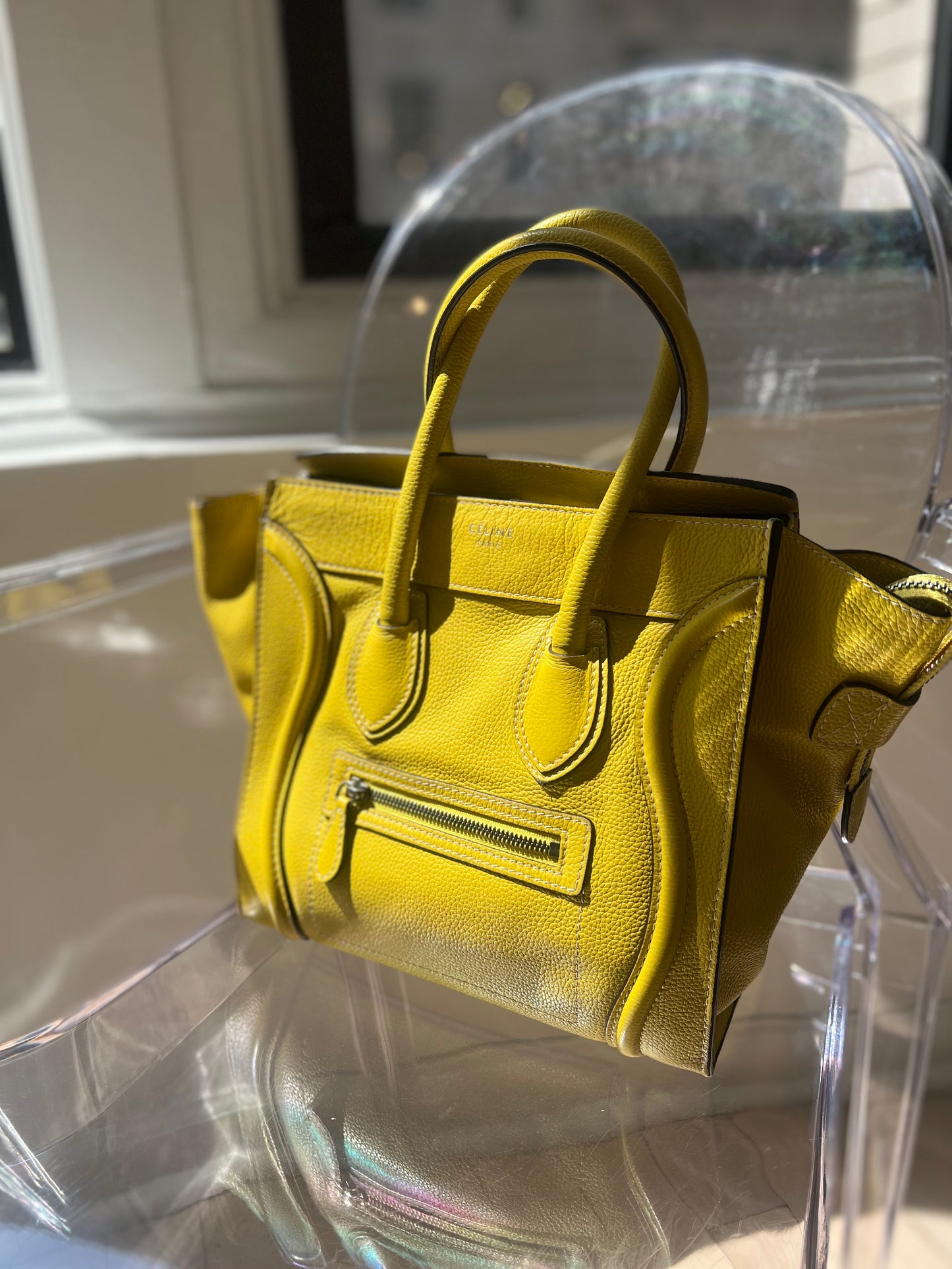 Celine Luggage Bag Micro Yellow