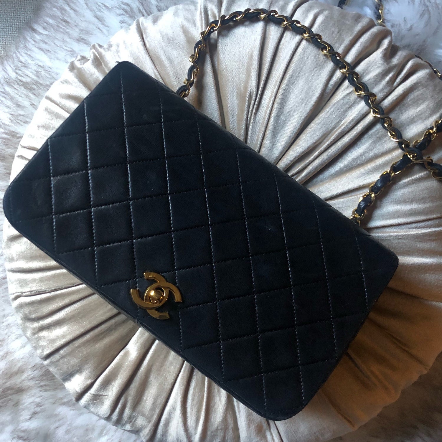 Chanel CC top handle lambskin flap bag Bought from - Depop