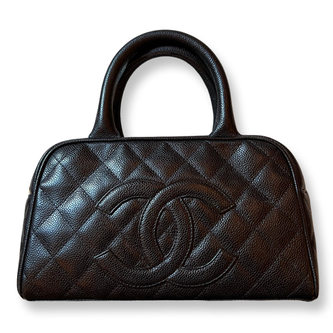 Chanel Pink Quilted Caviar Leather CC Bowler Bag