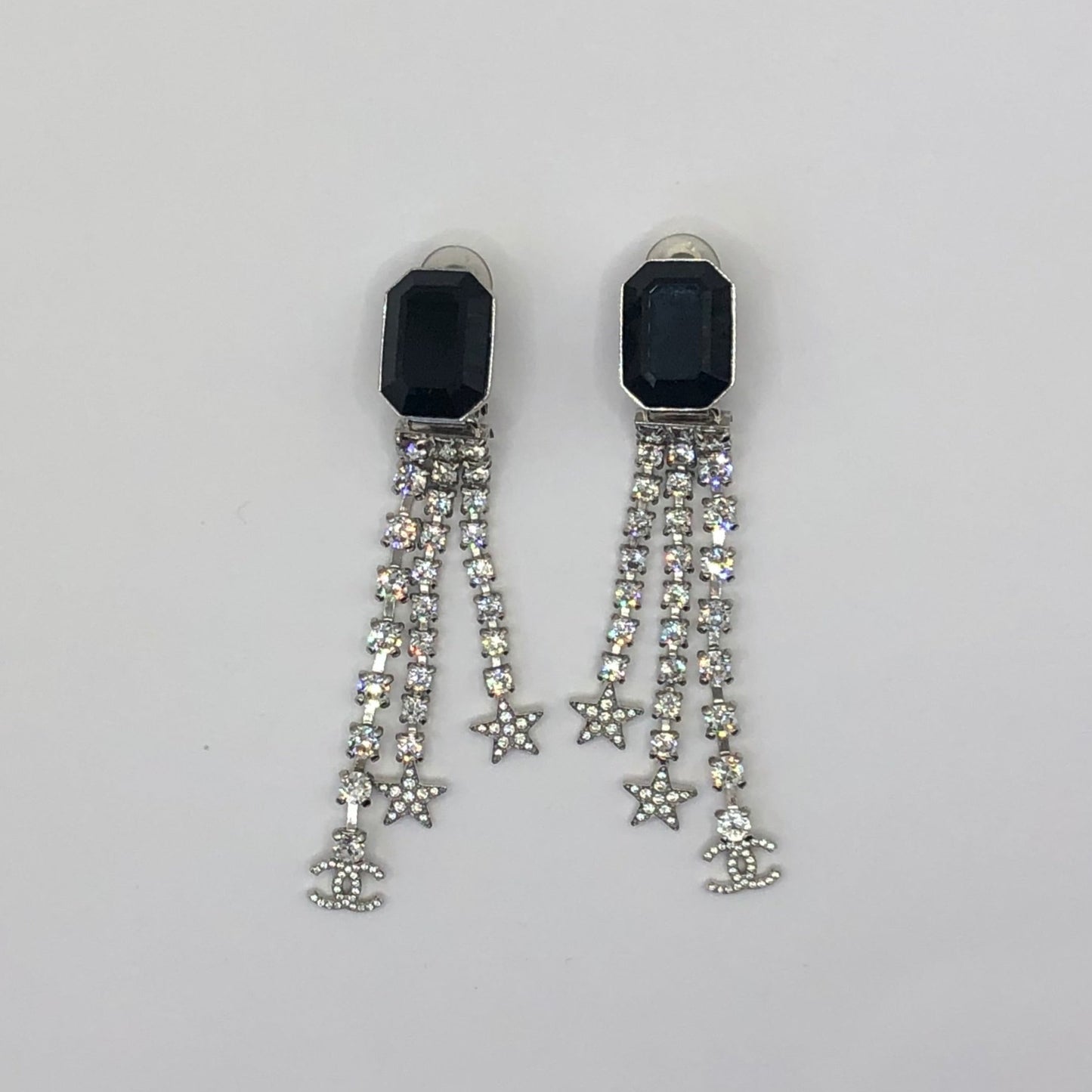 Chanel Star Rhinestone Fringe Earrings