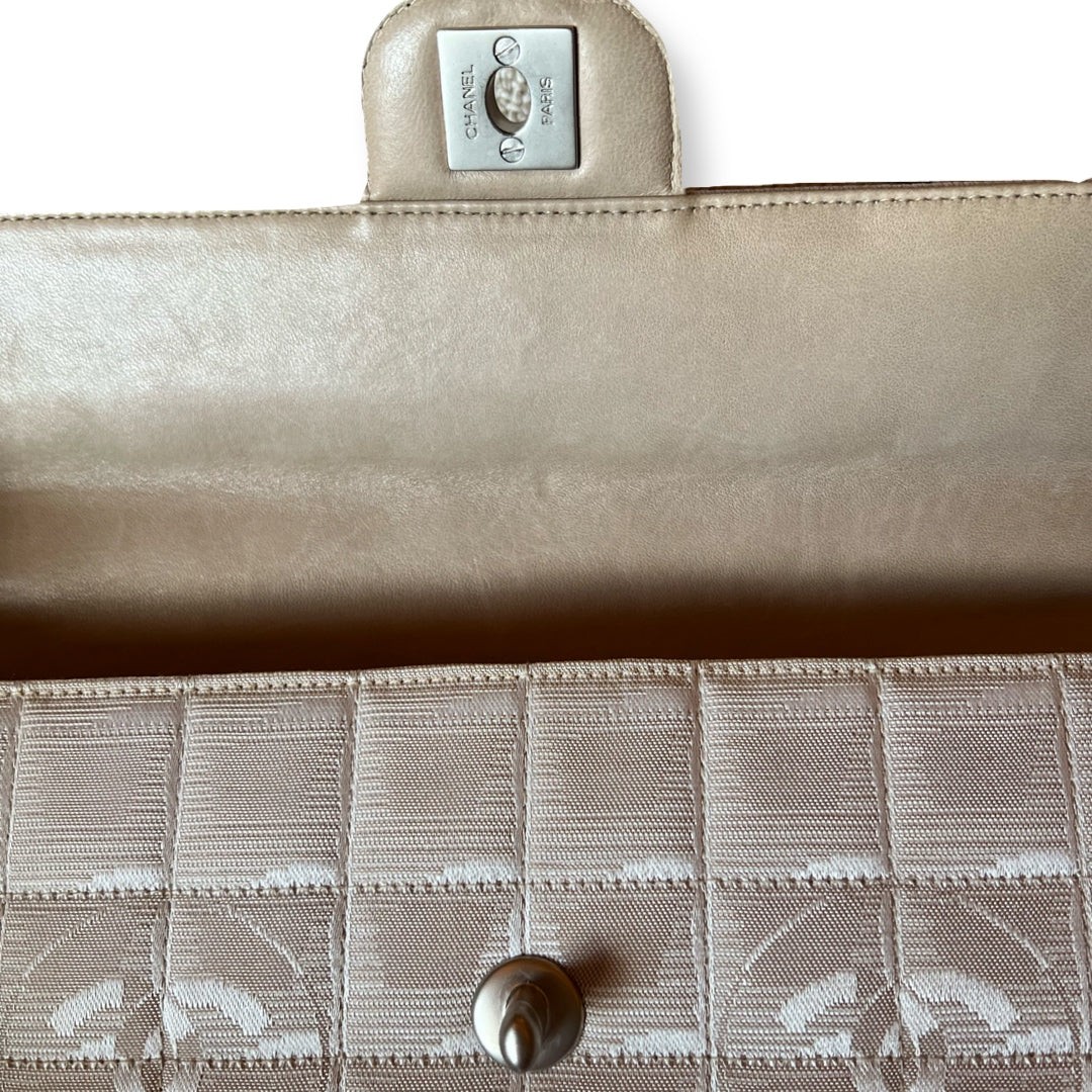 Handbags Chanel Chanel Travel Line Handbag Beige Silver Authentic Chanel Travel Line Canvas Handbag.