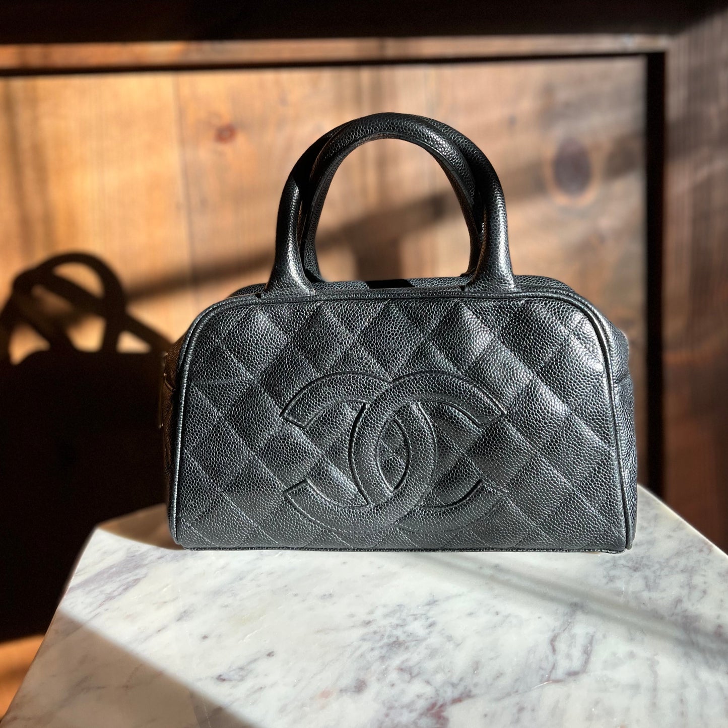 Chanel Timeless CC Bowler Bag Quilted Caviar Mini at 1stDibs