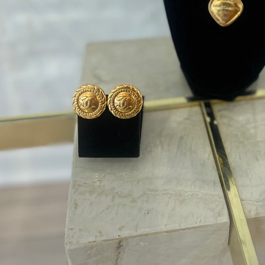 Chanel Vintage CC Rounded Earrings