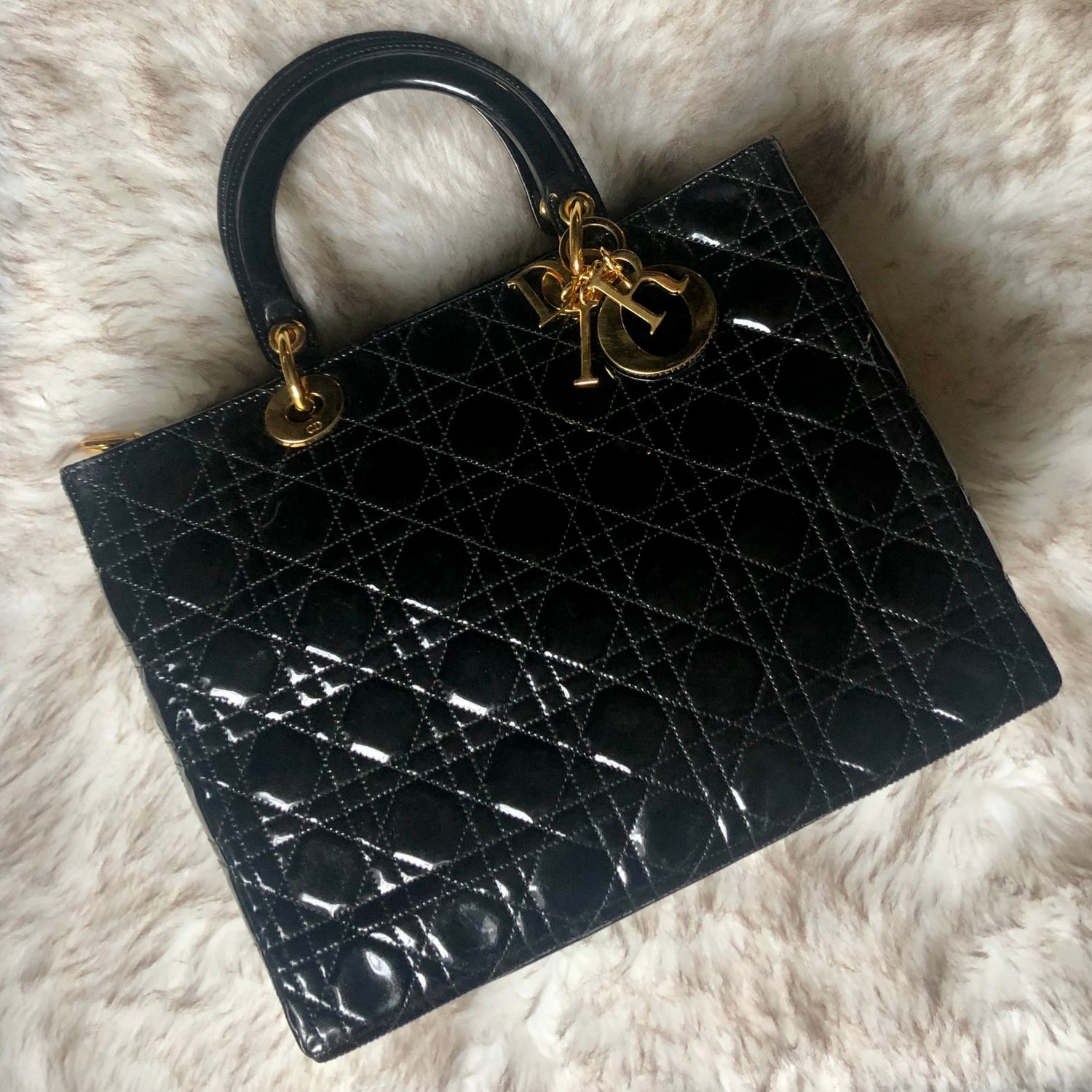 Dior // Black Patent Large Lady Dior Bag – VSP Consignment