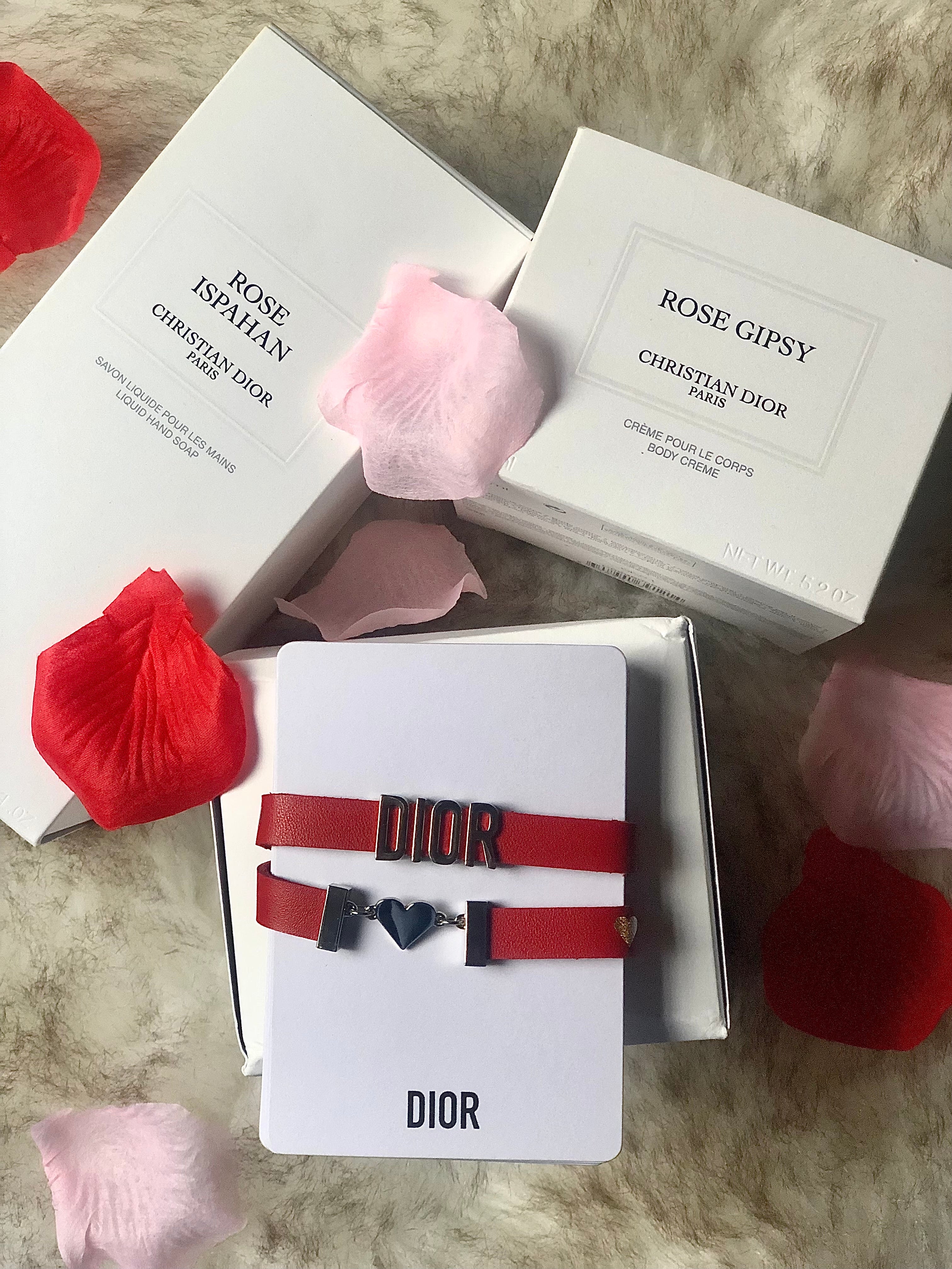 Dior Red Leather Bracelet Silver Logo hardware & heart charm