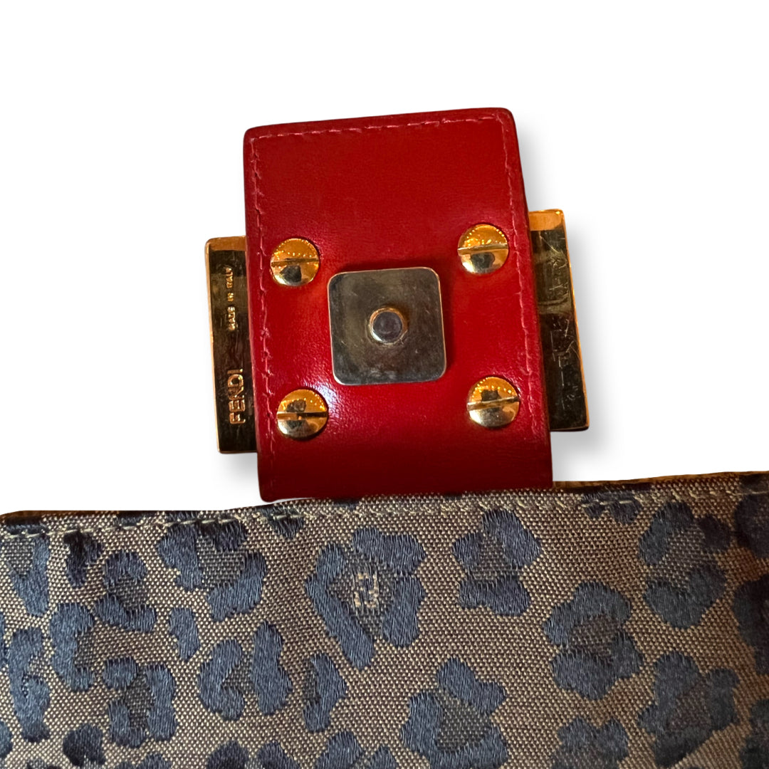 Fendi Baguette Leopard & Red Leather 