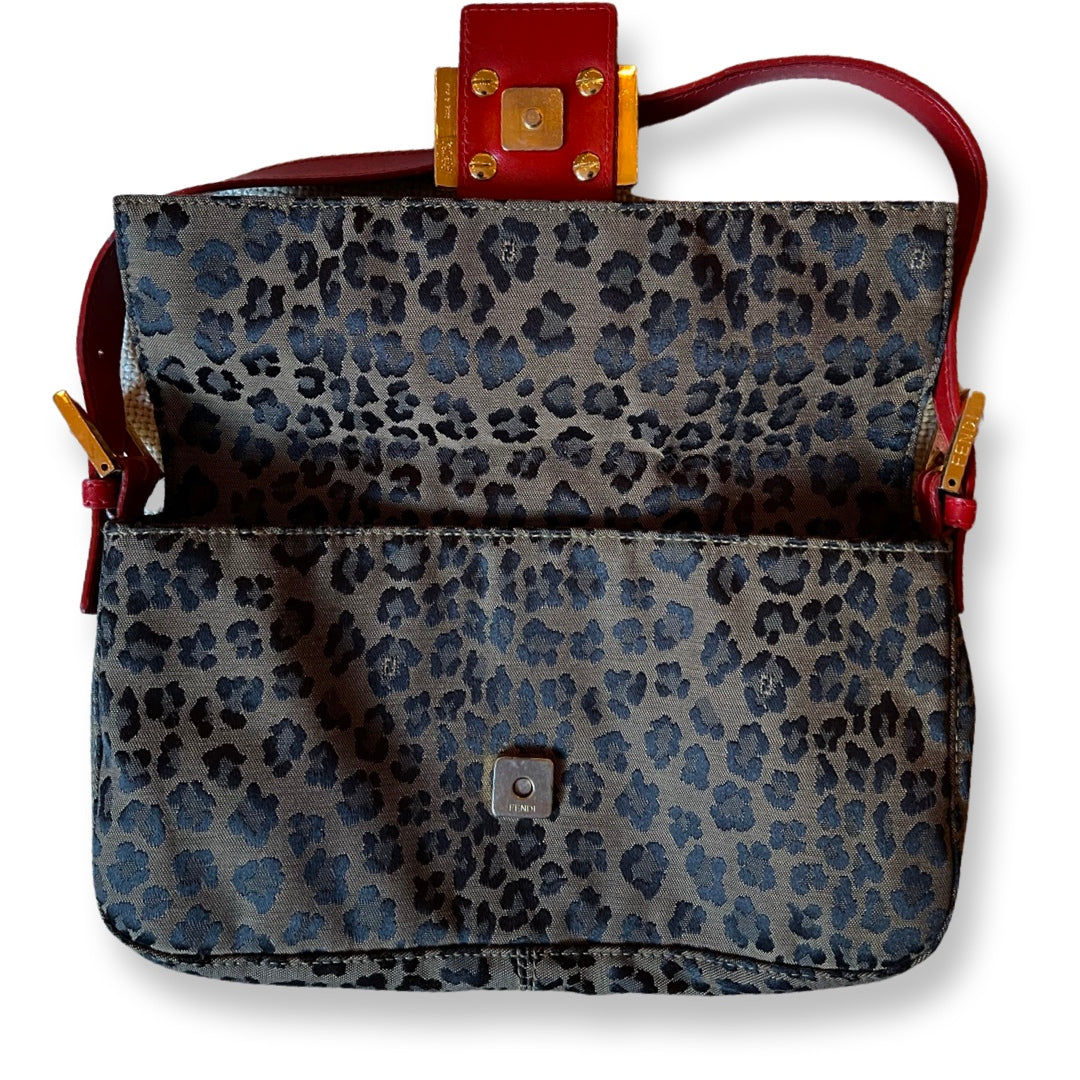 Fendi Baguette Leopard & Red Leather