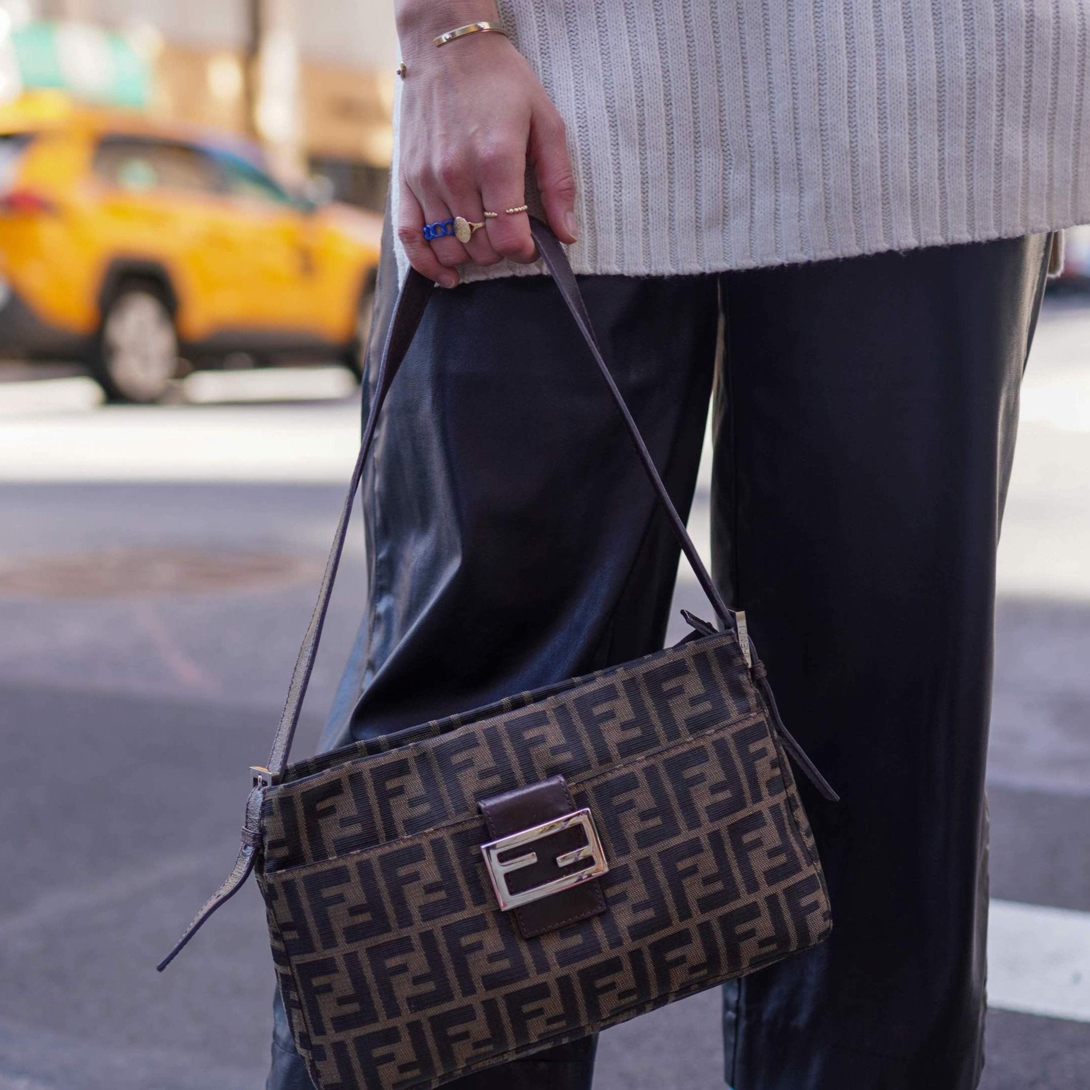 Fendi Zucca Signature Pattern Baguette Style shoulder bag