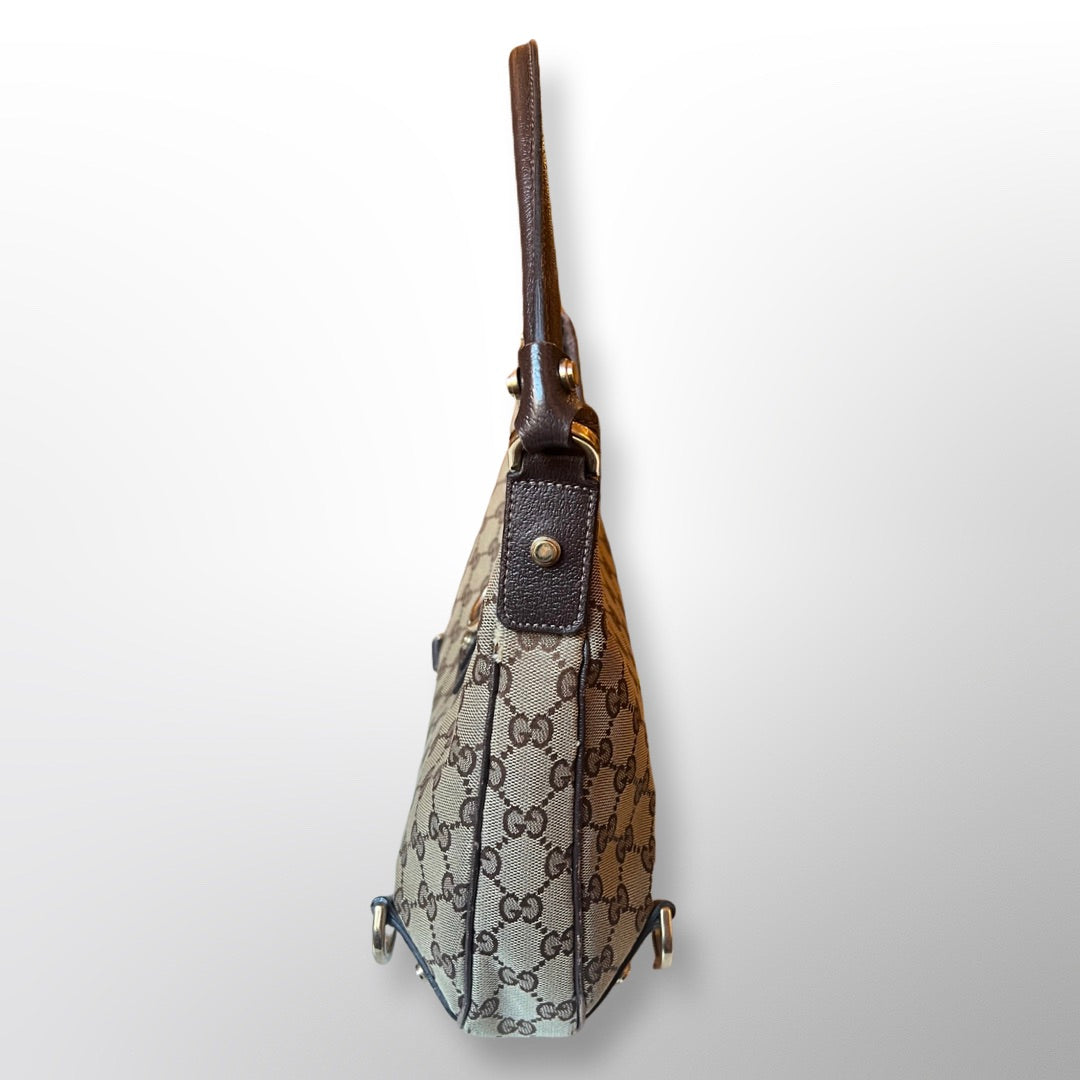 Abbey D-Ring Shoulder Bag, Used & Preloved Gucci Handbag, LXR USA, White