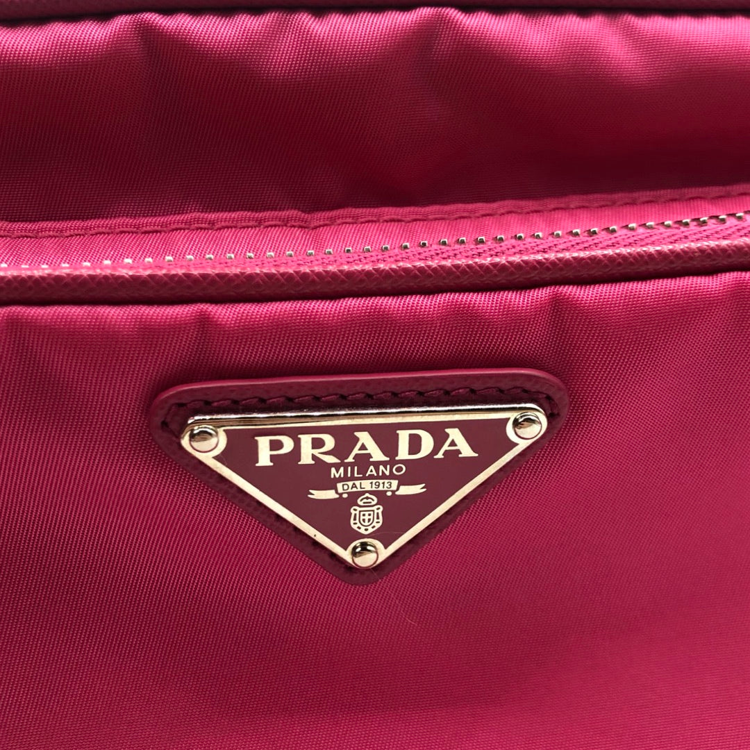 PRADA 1NF674 Pink Saffiano Leather Camera Mini Crossbody Bag AA343