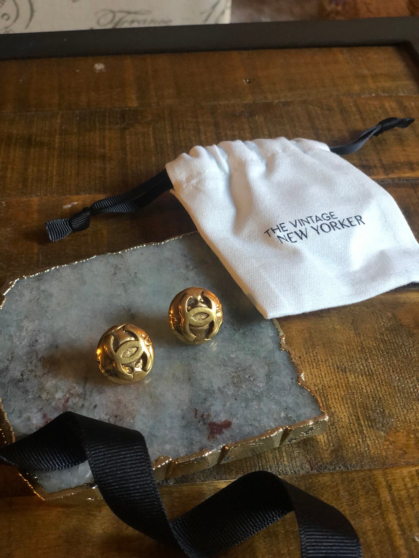 Chanel CC Button Earrings Vintage