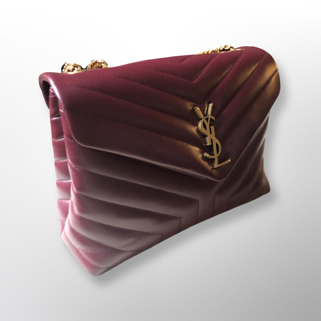 YSL Loulou Handbag Medium Burgundy Rouge Legion