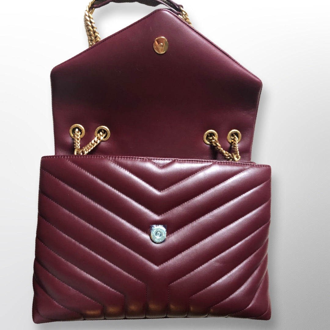 YSL Loulou Handbag Medium Burgundy Rouge Legion
