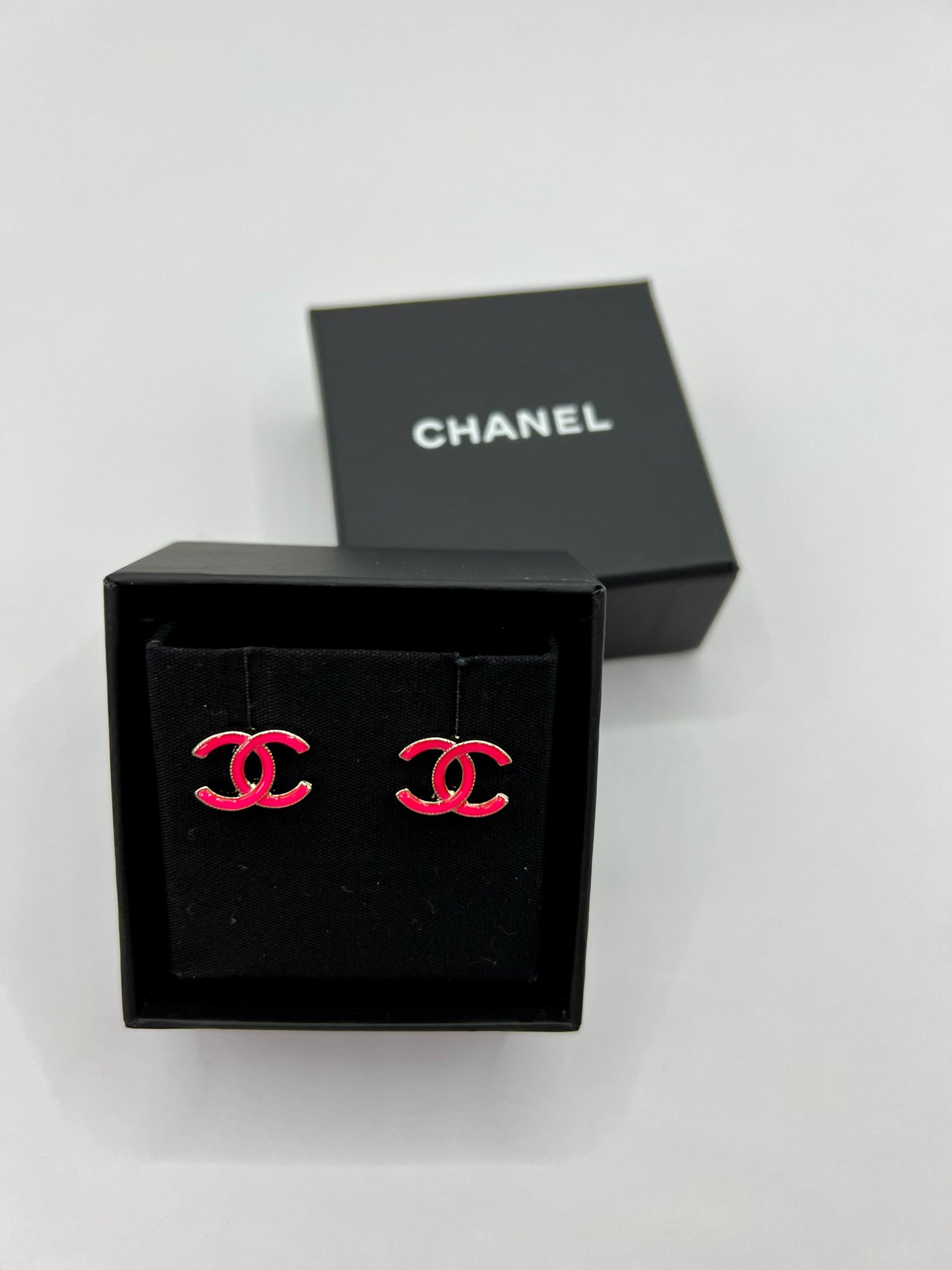 Chanel CC pink stud earrings