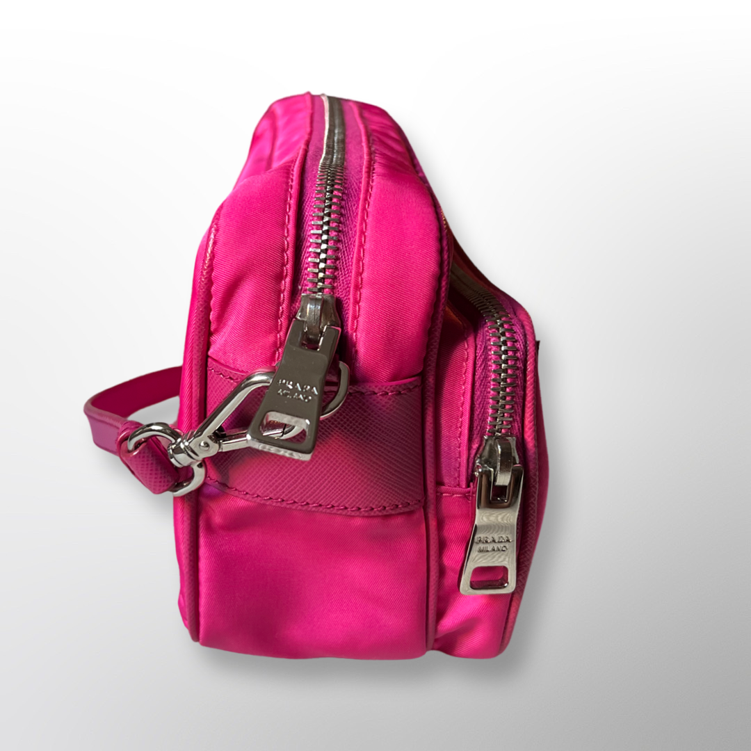 Prada Mini Bag Nylon and Saffiano Leather Pink in Nylon/Leather with  Silver-tone - US