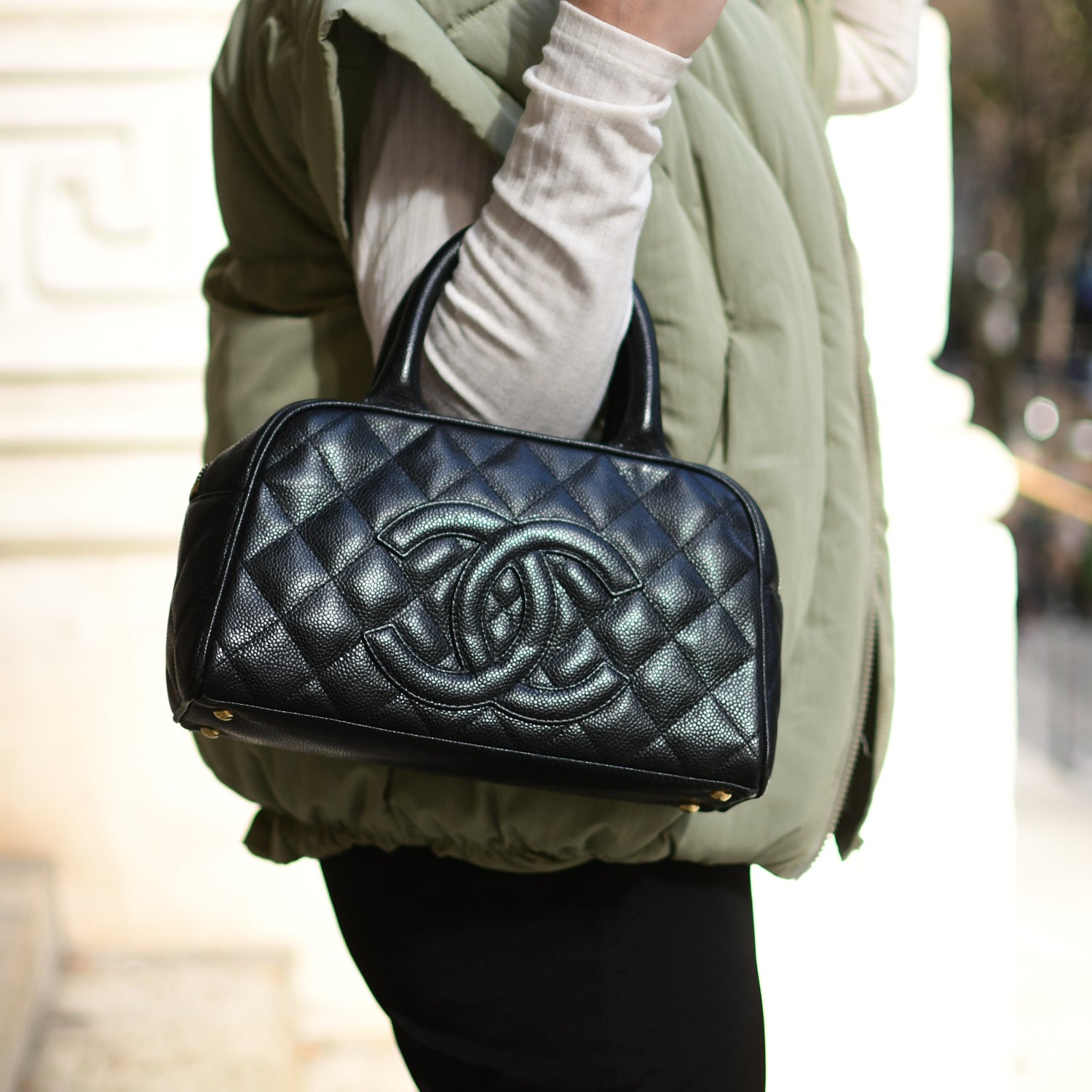 Chanel Timeless CC Quilted Caviar Leather Bowler Bag