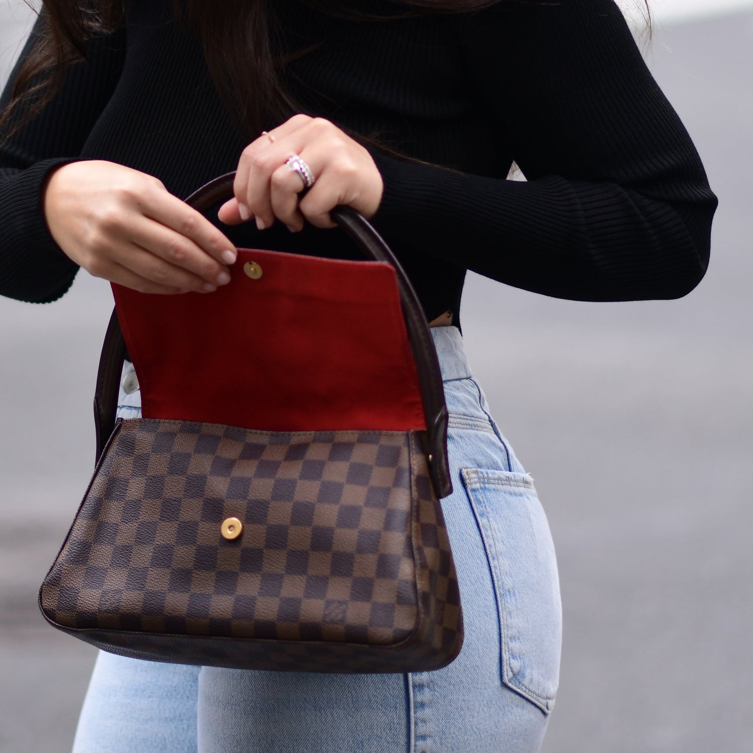 Louis Vuitton Pochette Felicie Damier Ebene Cerise Red Lining in Canvas  with Gold-tone - US